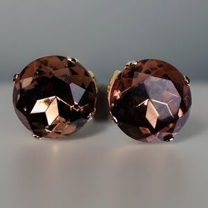 Vintage weighted, smoky brown glass clip on earrings